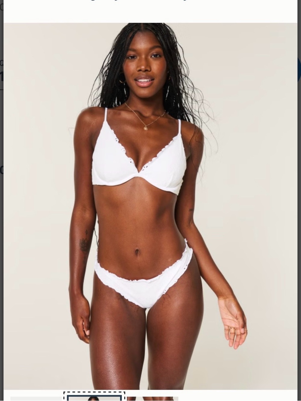 NWT Hollister White Eyelit Cheeky Bikini Small Top Medium Bottom